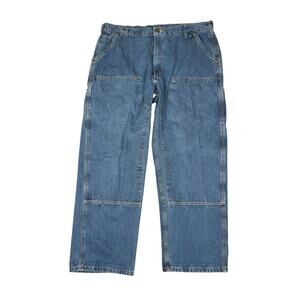 Carhartt Double Front Dungarees Jeans Men's 42x30 Denim Double Knees Workwear